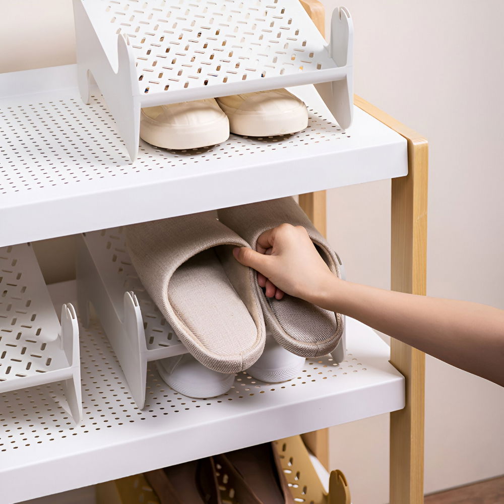 Suport pentru pantofi, cu doua straturi, organizator, antiderapant și durabil, 26x24.8x16 cm, alb [9]