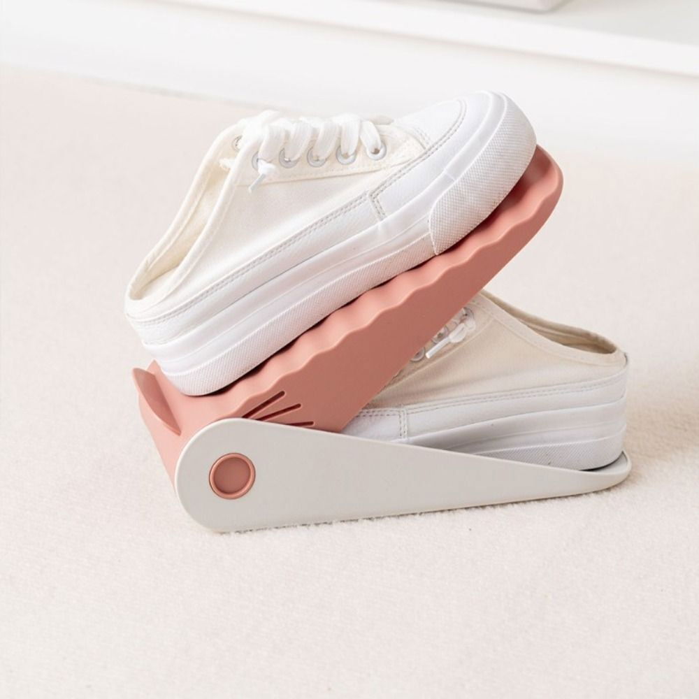 Suport pentru pantofi, cu două straturi, organizator, antiderapant și durabil, inălțime reglabilă, 25.5x11x7.5 cm, roz, 150 g [2]