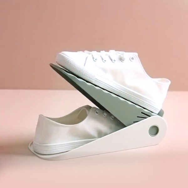 Suport pentru pantofi, cu două straturi, organizator, antiderapant și durabil, inălțime reglabilă, 25.5x11x7.5 cm, verde, 150 g [9]