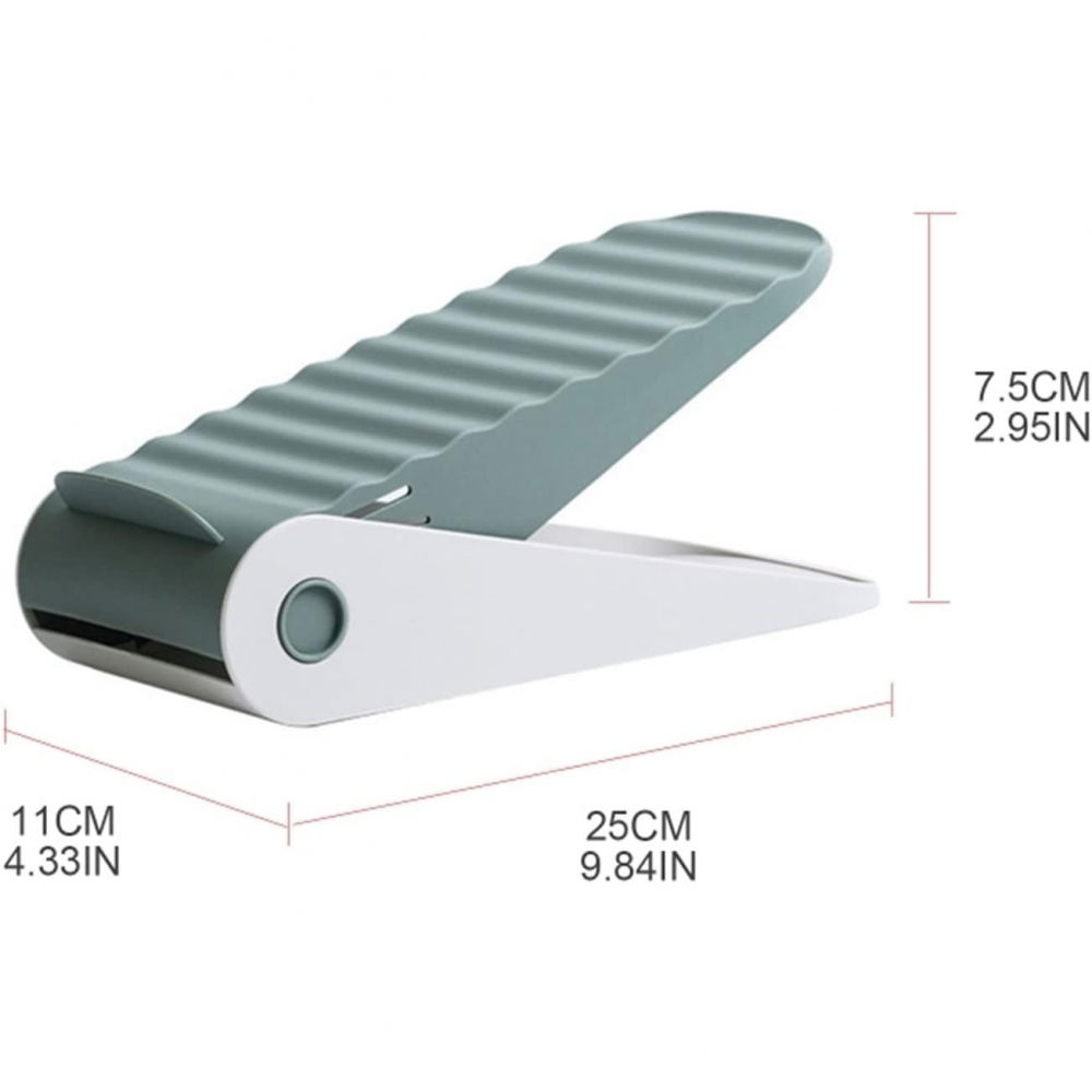 Suport pentru pantofi, cu două straturi, organizator, antiderapant și durabil, inălțime reglabilă, 25.5x11x7.5 cm, verde, 150 g [2]