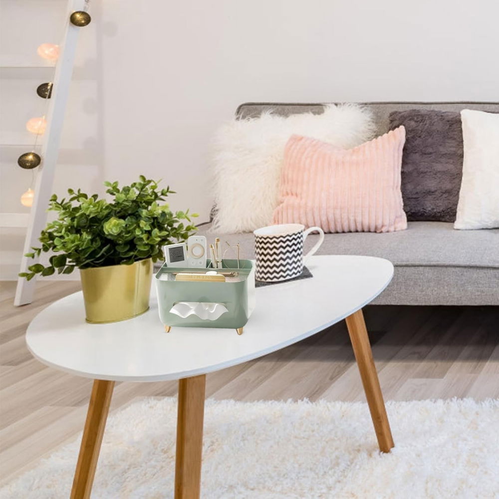 Suport pentru servetele, cutie multifunctionala, design minimalist, abs, cu suport pentru obiectele personale, pentru birou, 21x15x13 cm, verde [7]