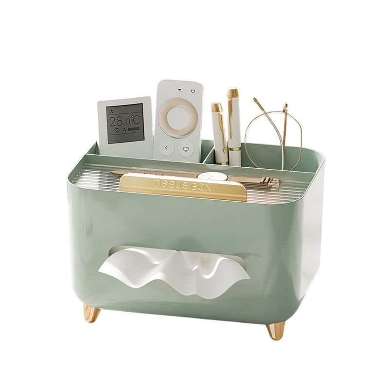 Suport pentru servetele, cutie multifunctionala, design minimalist, abs, cu suport pentru obiectele personale, pentru birou, 21x15x13 cm, verde [1]