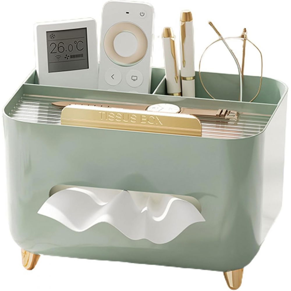 Suport pentru servetele, cutie multifunctionala, design minimalist, abs, cu suport pentru obiectele personale, pentru birou, 21x15x13 cm, verde [3]