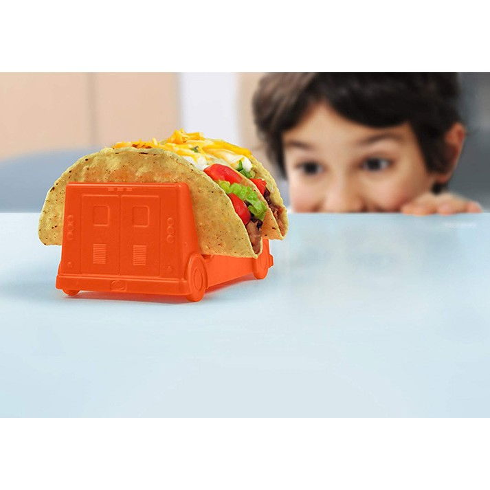 Suport pentru taco, model autobuz, 14 x 7.5 x 6.5 cm, din pp, portocaliu [6]