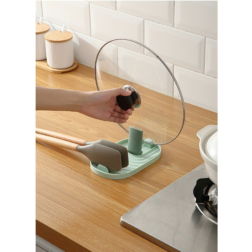 Suport pliabil, pentru capace, linguri, multifunctional, plasare pe blatul de bucatarie, 11.5 x 18 x 2.2 cm, verde [4]