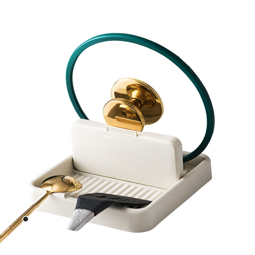 Suport pliabil, pentru capace, linguri, multifunctional, plasare pe blatul de bucatarie, 18.9x16.2x2.6 cm, crem [1]