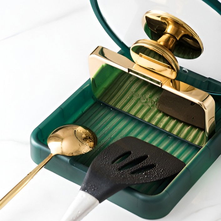 Suport pliabil, pentru capace, linguri, multifunctional, plasare pe blatul de bucatarie, 18.9x16.2x2.6 cm, verde [5]