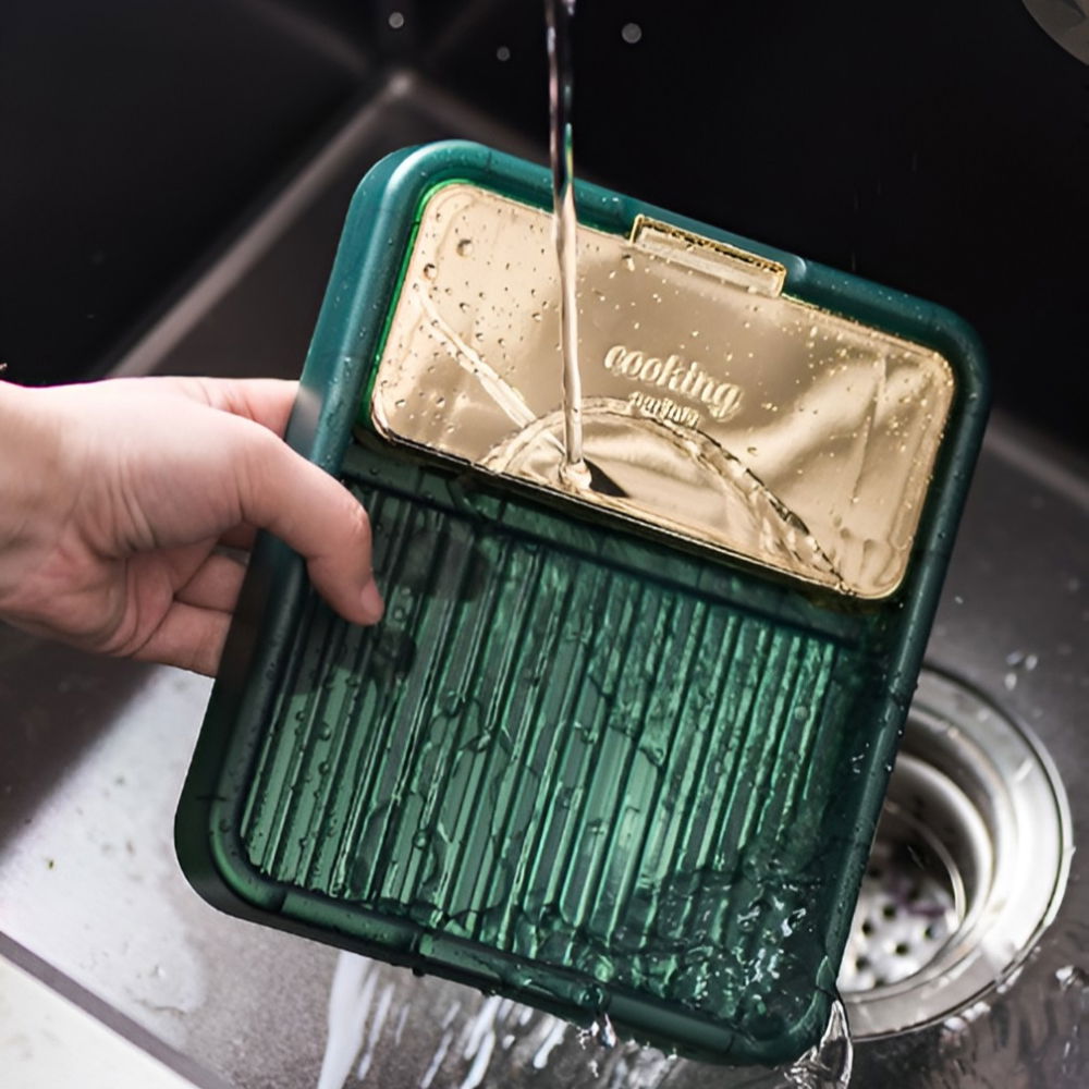 Suport pliabil, pentru capace, linguri, multifunctional, plasare pe blatul de bucatarie, 18.9x16.2x2.6 cm, verde [7]