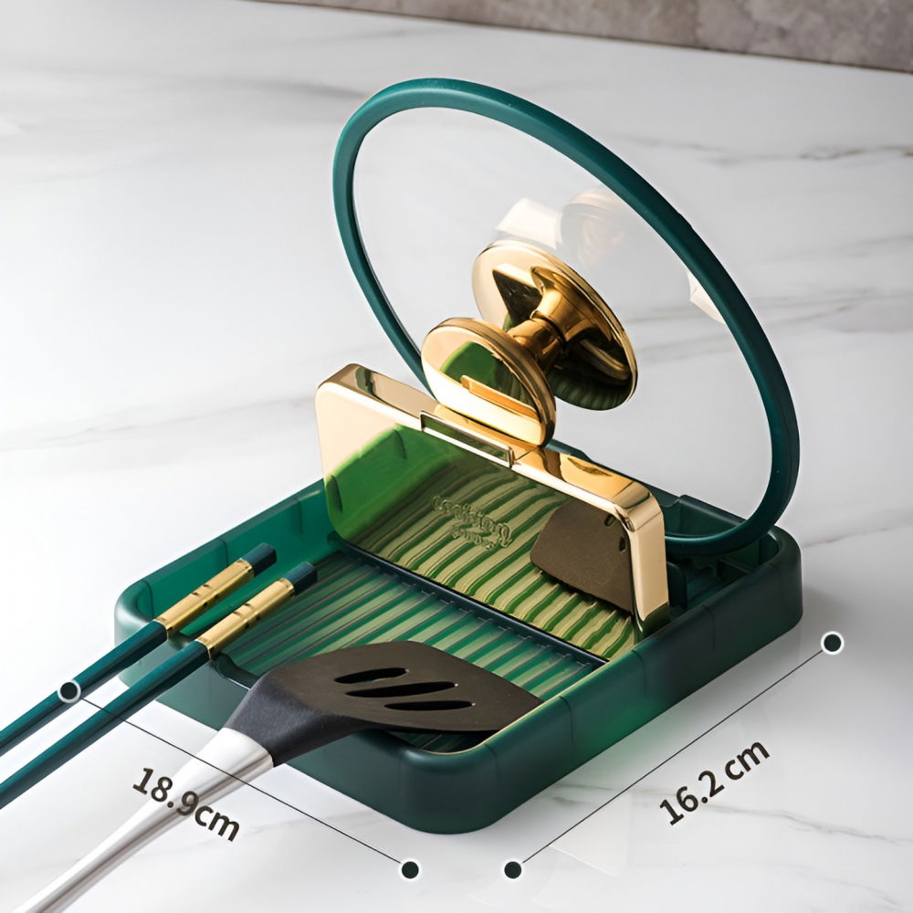 Suport pliabil, pentru capace, linguri, multifunctional, plasare pe blatul de bucatarie, 18.9x16.2x2.6 cm, verde [8]