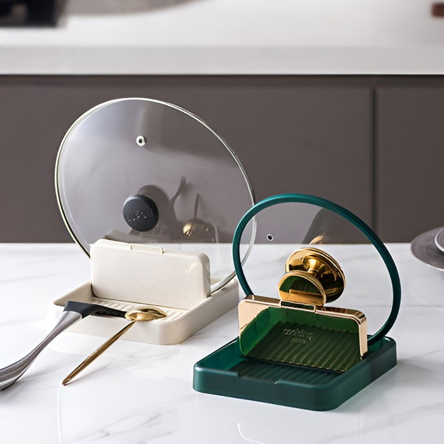 Suport pliabil, pentru capace, linguri, multifunctional, plasare pe blatul de bucatarie, 18.9x16.2x2.6 cm, verde [4]