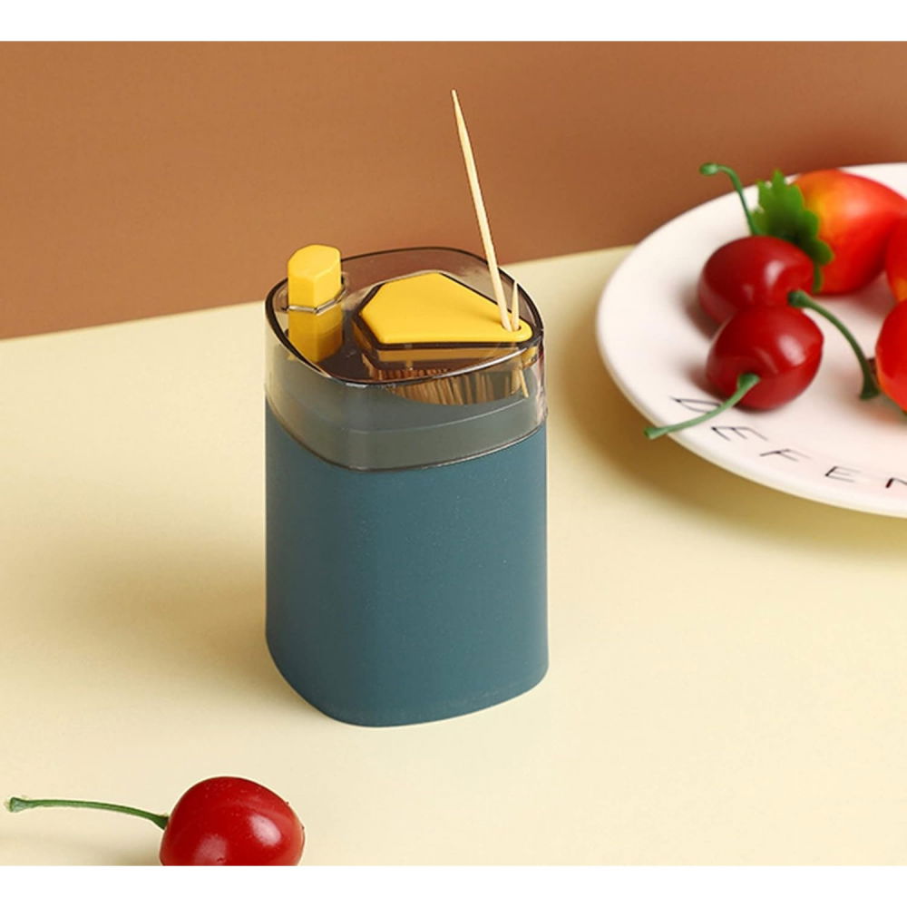 Suport scobitori, automat, cu buton si capac, din pp, 9.5x6 cm, albastru [5]