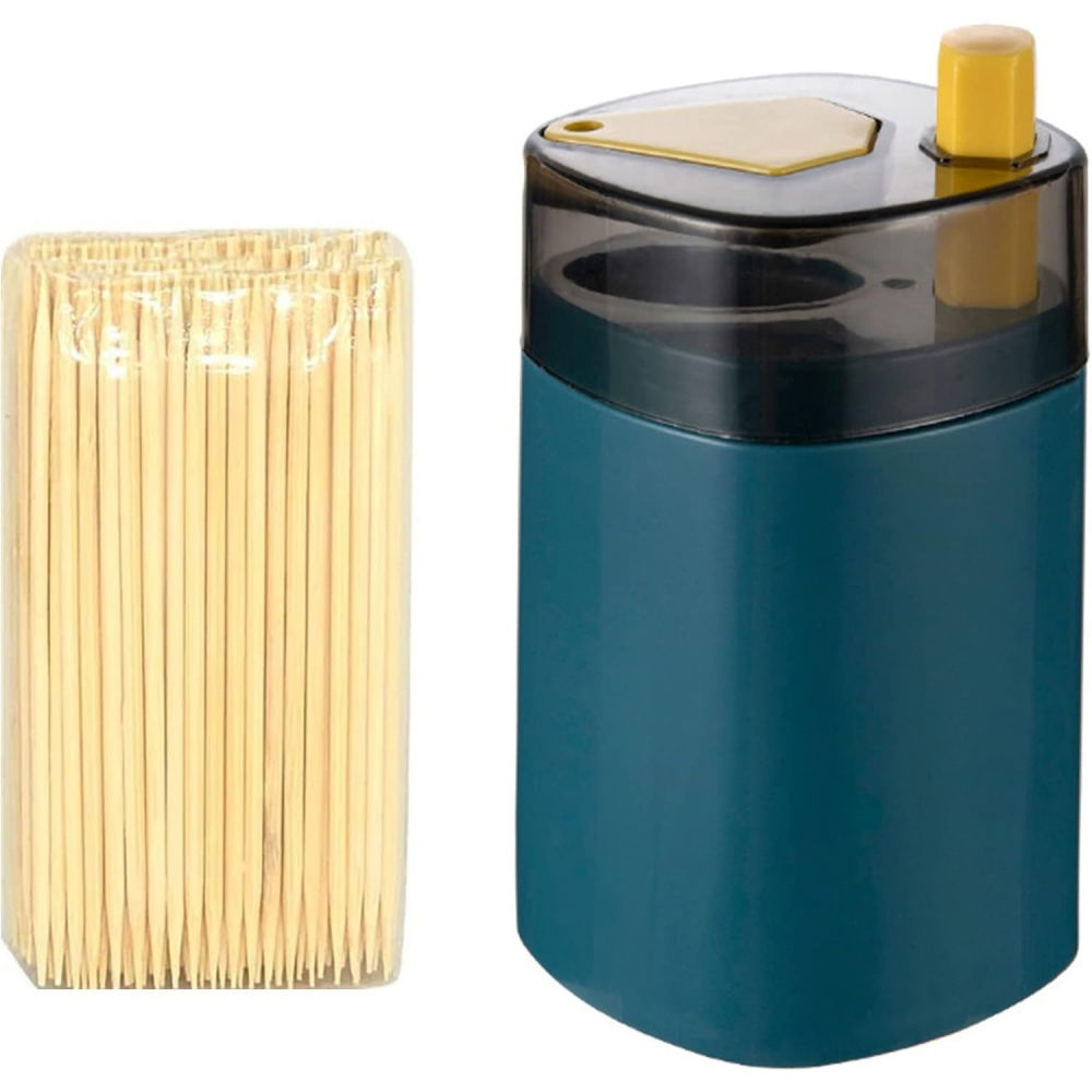 Suport scobitori, automat, cu buton si capac, din pp, 9.5x6 cm, albastru [3]