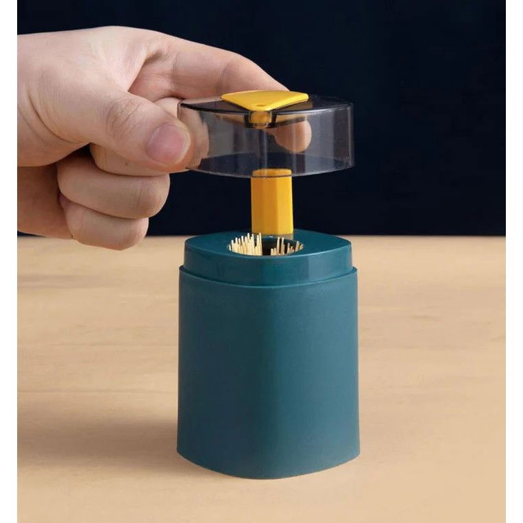 Suport scobitori, automat, cu buton si capac, din pp, 9.5x6 cm, albastru [10]