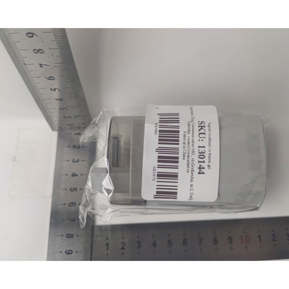 Suport scobitori, automat, cu buton si capac, din pp, 9.5x6 cm, gri [6]