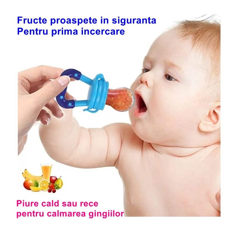 Suzeta pentru diversificarea alimentatiei/dentitie  potrivit pentru fructe si piure proaspat, albastru, fara bpa [4]
