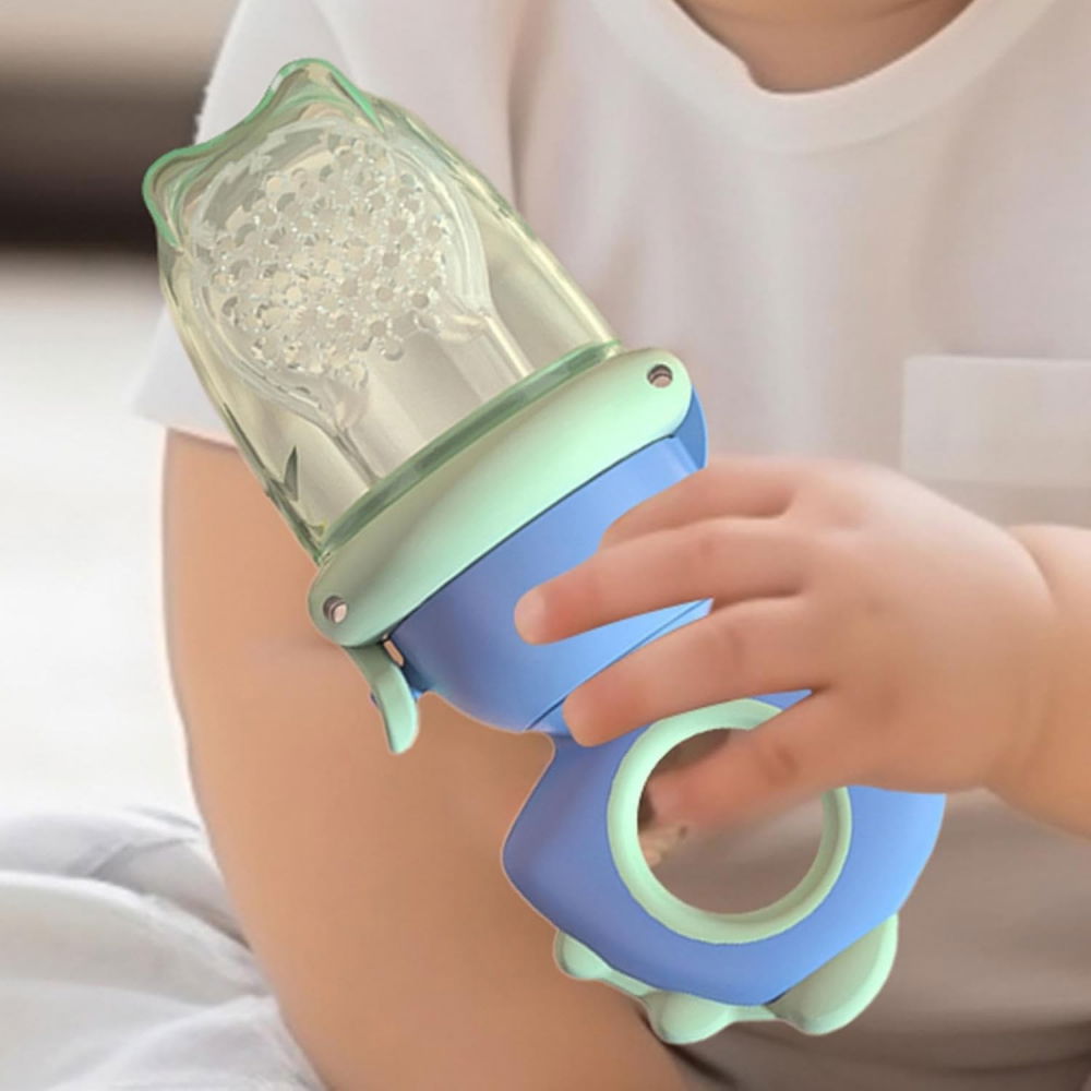 Suzeta pentru fructe, pentru bebelusi, din silicon alimentar, +4 luni, 2 mm grosime gauri tetina, 12.4 x 5.1 x 4.7 cm, albastru [3]