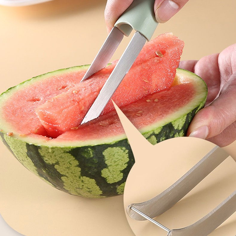 Taietor decojitor pentru pepene, pentru legume si fructe, multifunctional, set din 3 parti, otel inoxidabil si plastic pp, 22.5 x 7 cm verde [4]