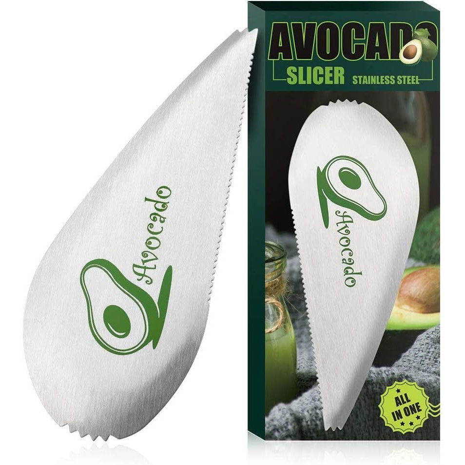 Taietor special pentru avocado  3 in 1, forma curbata, zimti pentru apucare si taiere, din otel inoxidabil, 15 x 6 cm, gri [5]