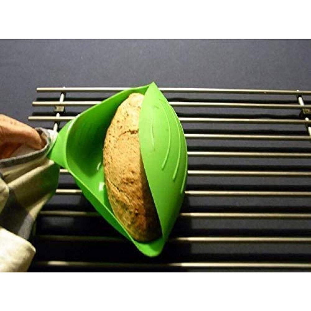 Tava de copt pentru cuptor, pentru paine, peste, legume, din silicon, pliabila, multifunctionala, forma pentru preparare si gatiere, 24.5x9 cm, verde [6]