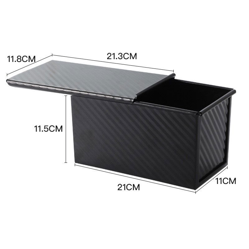 Tava pentru paine, din otel carbon, 450 g, cu capac, antiaderenta, 21 x 11 x 11.5 cm, negru [5]