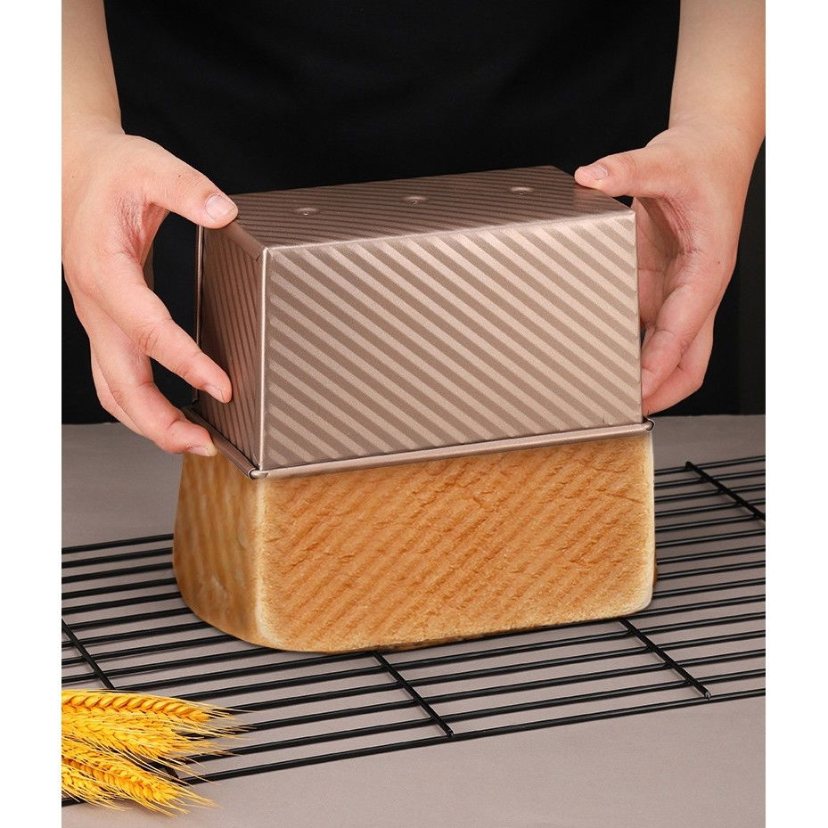 Tava pentru paine, din otel carbon, 450 g, cu capac, antiaderenta, 21 x 11 x 11.5 cm, roz auriu [6]