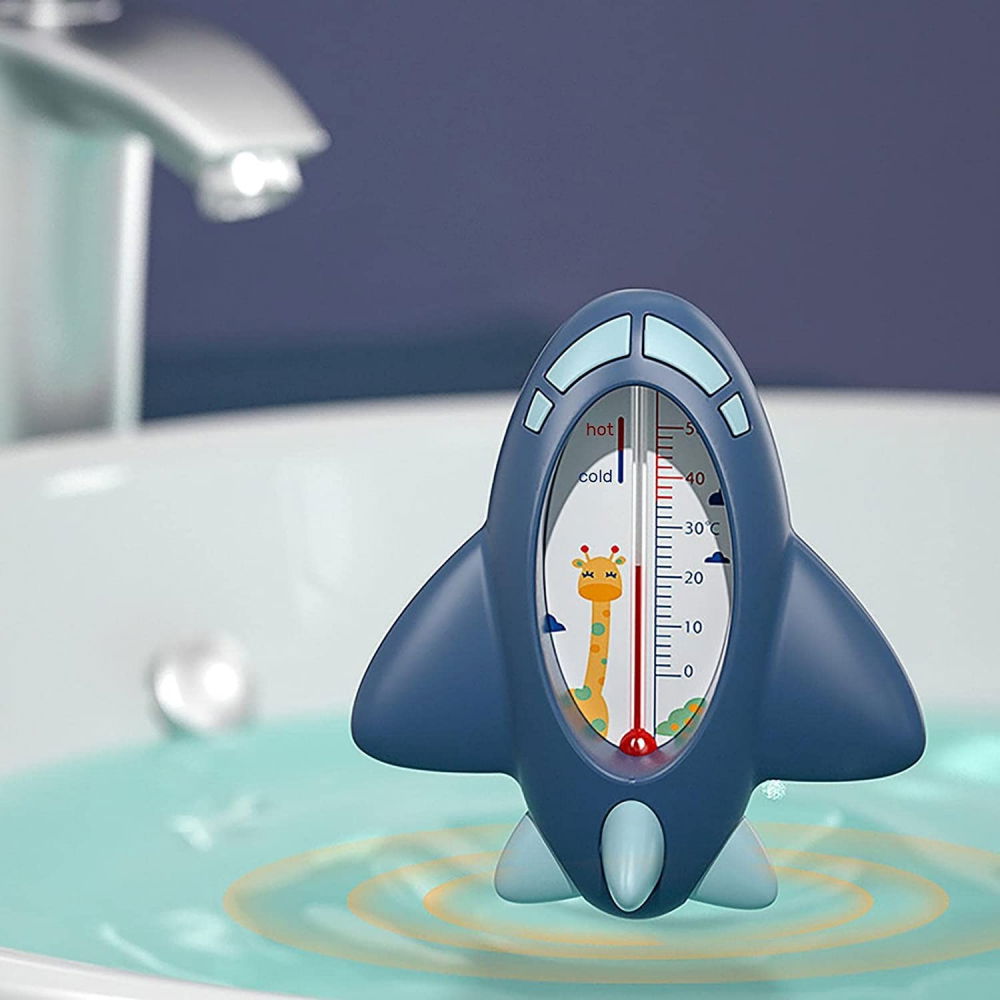 Termometru pentru baie, plutitor, rezistent la apa, multifunctional, model avion, 11x10x4 cm, albastru [3]