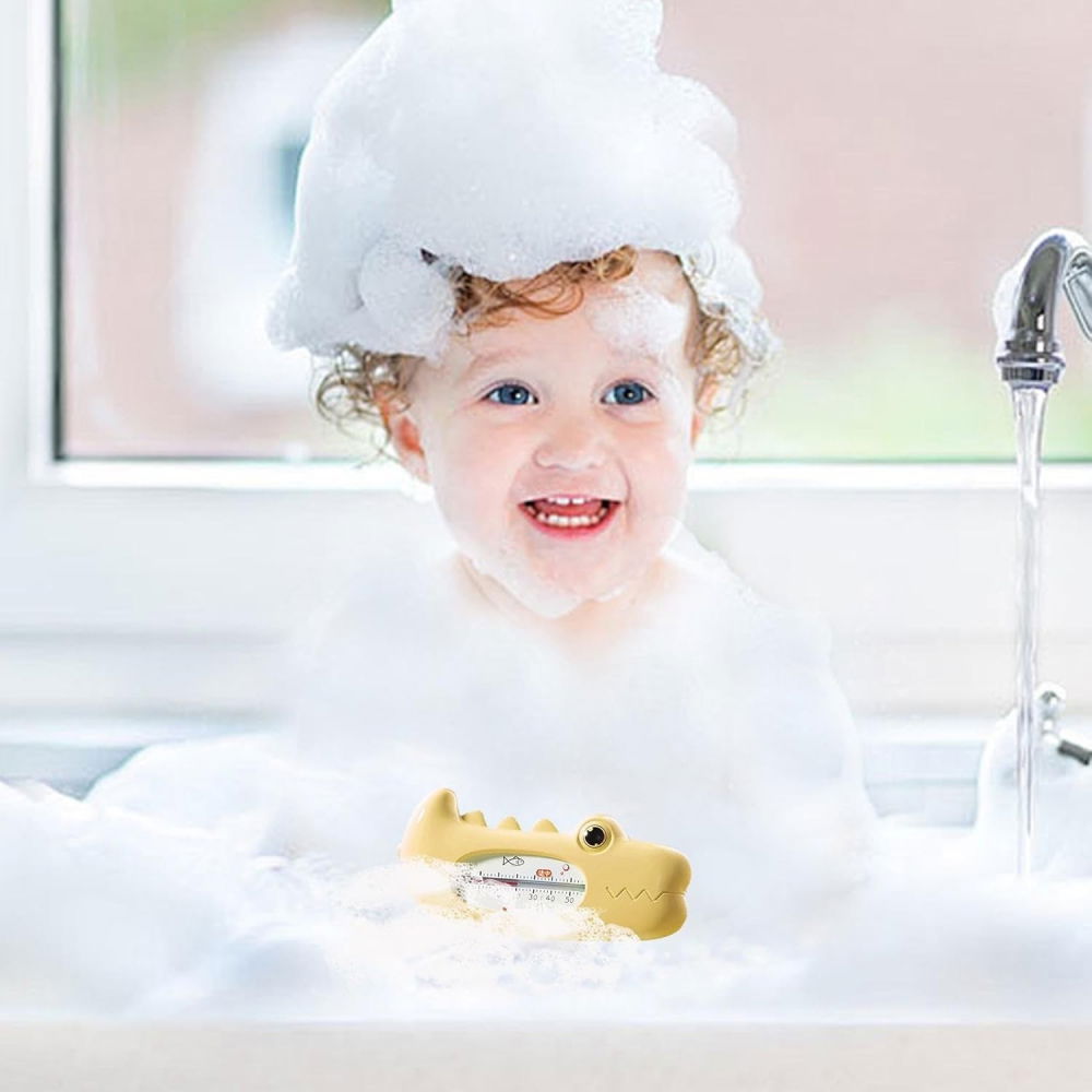Termometru pentru baie, plutitor, rezistent la apa, multifunctional, model crocodil, 2.7x6.5x3.7 cm, galben [2]