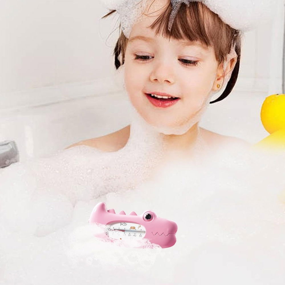 Termometru pentru baie, plutitor, rezistent la apa, multifunctional, model crocodil, 2.7x6.5x3.7 cm, roz [4]