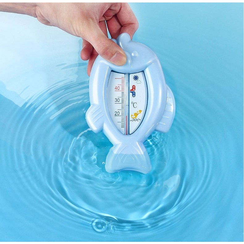 Termometru pentru baie, plutitor, rezistent la apa, multifunctional, model peste, 15.5x9.5x2 cm, albastru [6]