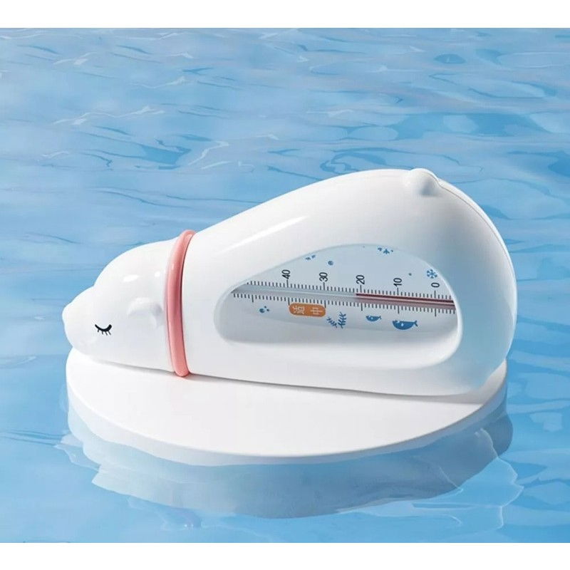 Termometru pentru baie, plutitor, rezistent la apa, multifunctional, model urs polar, 15x7.5x4 cm, alb [2]