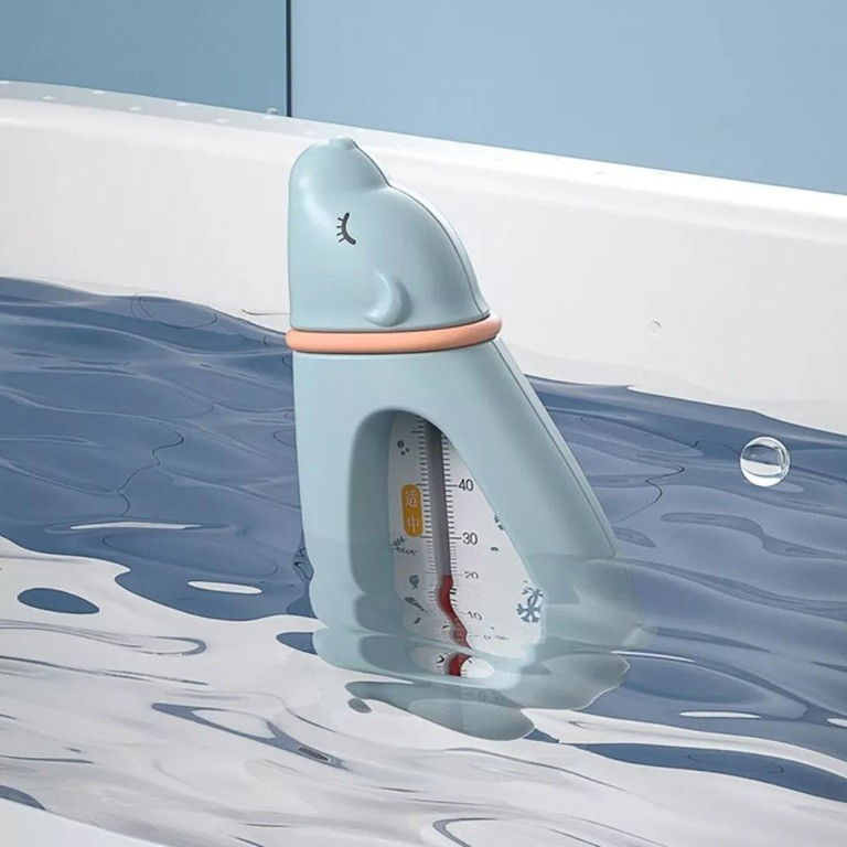 Termometru pentru baie, plutitor, rezistent la apa, multifunctional, model urs polar, 15x7.5x4 cm, albastru [4]