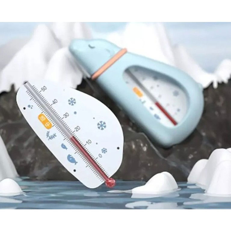 Termometru pentru baie, plutitor, rezistent la apa, multifunctional, model urs polar, 15x7.5x4 cm, albastru [5]