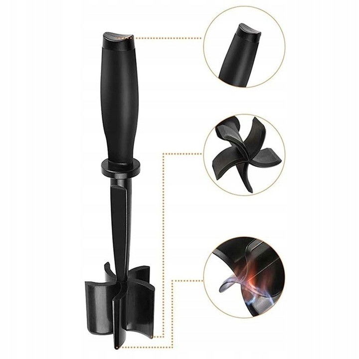 Tocator de carne manual, cu lama pentru tocarea si amestecarea carnii, 28x6cm, cu 5 lame curbate, rezistent la caldura, multifunctional, plastic rezistent, negru [4]