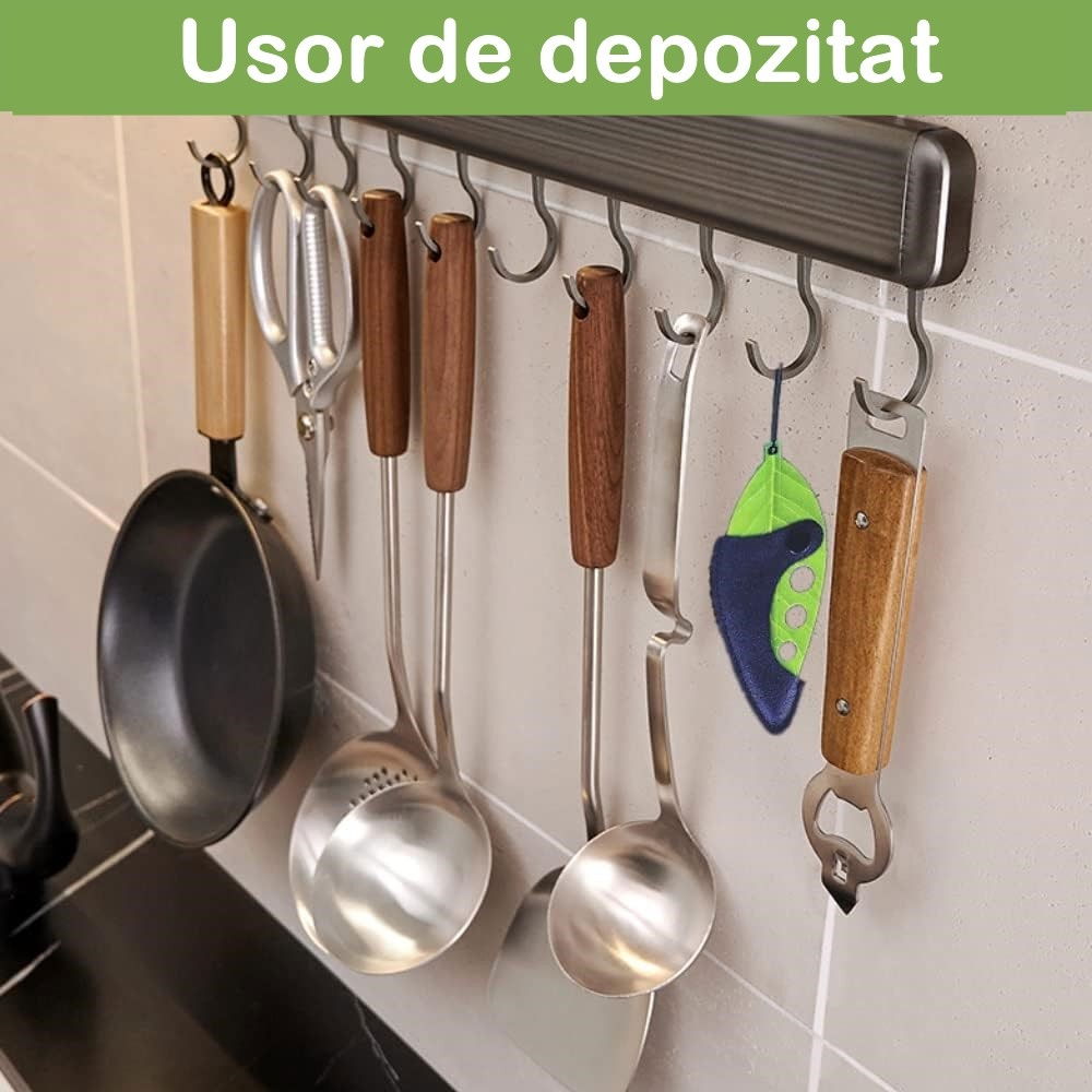 Tocator manual pentru ierburi  instrument de curatat frunze, tocator, margini ascutie, 9 gauri de diferite dimensiuni, multifunctional, material otel inoxidabil, rezistent la rugina, 14 x 5.5 cm, verde [2]