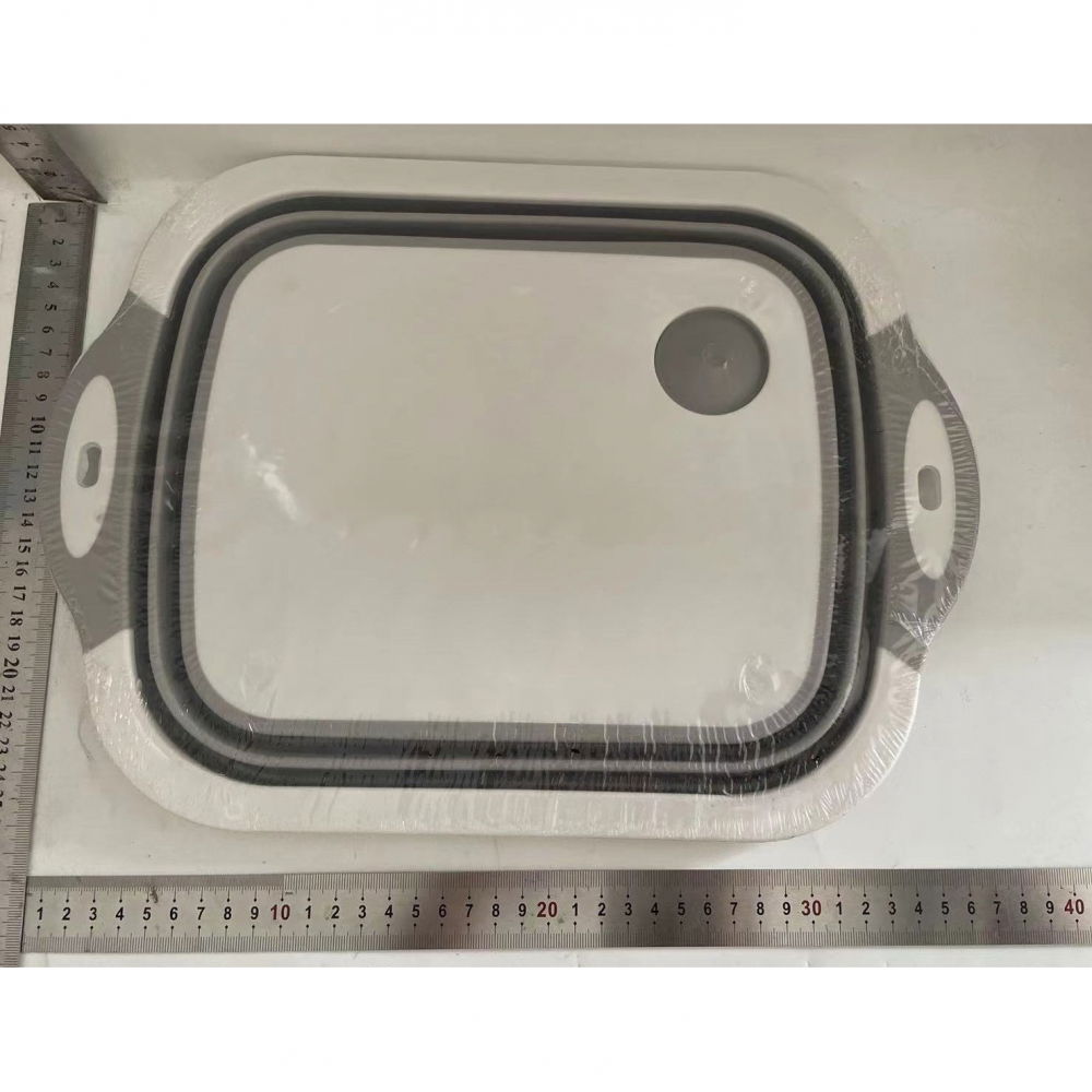 Tocator multifunctional, 2 in 1, cu cos pentru spalat si scurgere alimente, 480 g, pliabila, gri [8]