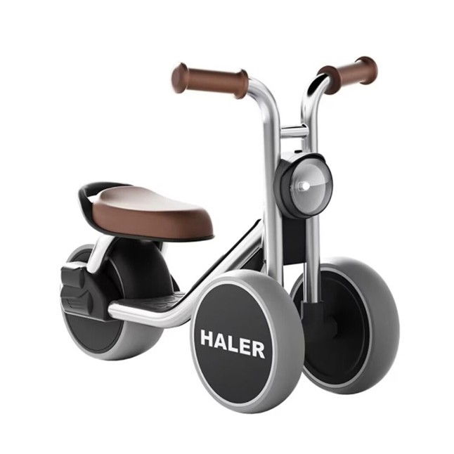 Tricicleta pentru copii, exercitiu de echilibru, pentru 1-6 ani, lumina led, fara pedale, din plastic, roti 7.8 cm, greutate portanta 50 kg, 43 x 58 x 35 cm, gri [1]