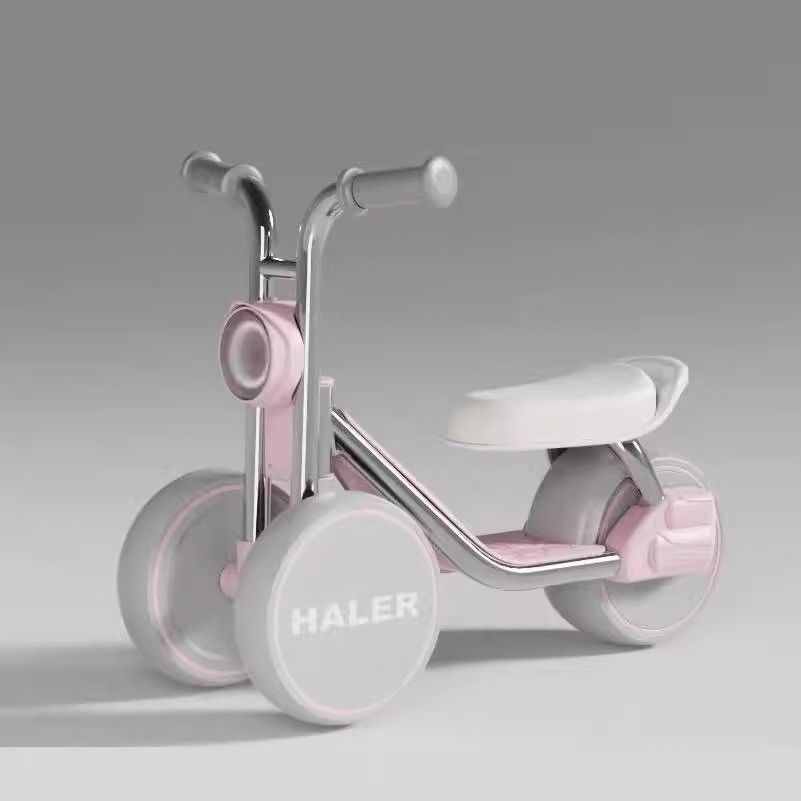Tricicleta pentru copii, exercitiu de echilibru, pentru 1-6 ani, lumina led, fara pedale, din plastic, roti 7.8 cm, greutate portanta 50 kg, 43 x 58 x 35 cm, roz [2]