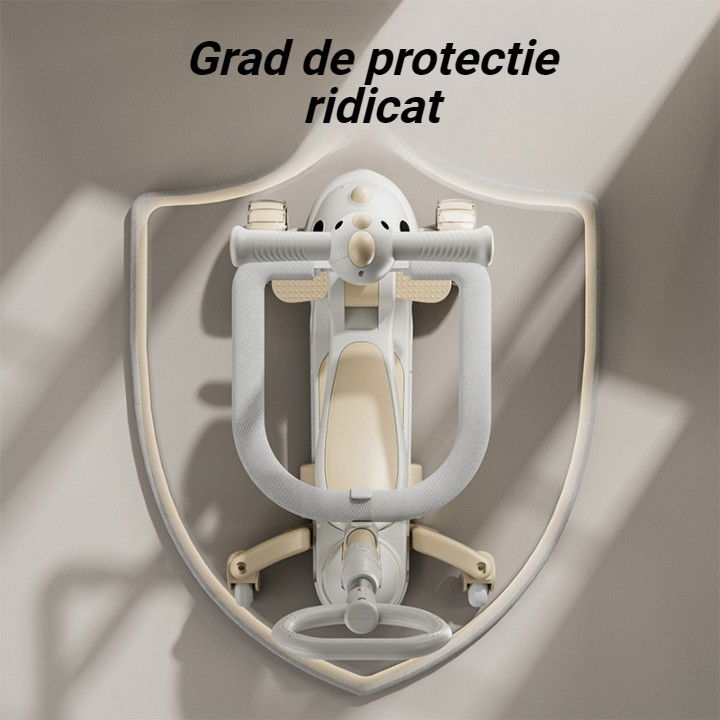 Trotineta multifunctionala 6 in 1, pentru copii de la 10 luni pana la 12 ani, cu maner de impingere, reglabil 360, pliere usoara, reglarea inaltimii, model dinozaur, alb/bej [4]