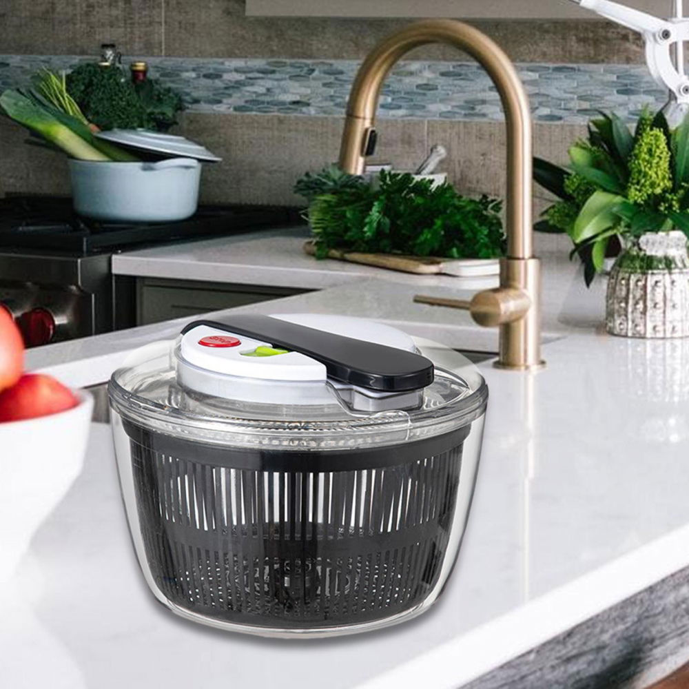 Uscator manual pentru salata si verdeturi, plastic, 16x15x21 cm, capacitate 3l, negru [5]