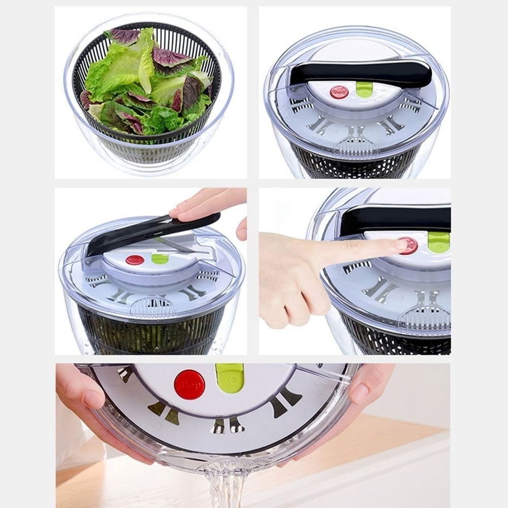 Uscator manual pentru salata si verdeturi, plastic, 20x20x25 cm, capacitate 5l, negru [6]