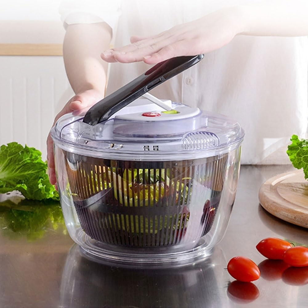 Uscator manual pentru salata si verdeturi, plastic, 20x20x25 cm, capacitate 5l, negru [9]