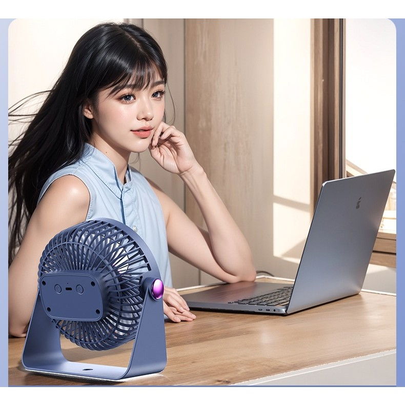 Ventilator 2in1, de masa/de perete, incarcare usb, 3.7 v, 4.5 w, 1200 mah, 17.5 x 17 x 7.6 cm, albastru fumuriu [2]