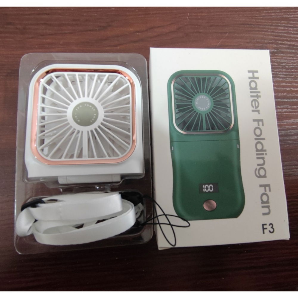 Ventilator portabil 3 in 1, de mana, de gat, de birou, 16.7 x 8 x 1.9 cm, 3 trepte de viteza, incarcare usb, pliabil, afisaj digital, suport telefon, alb [11]