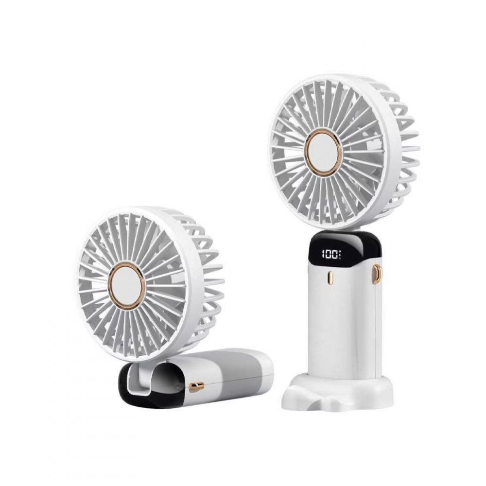 Ventilator ultra portabil cu aromaterapie, 3 in 1, de mana, de birou, de gat, 5 trepte de viteza, incarcare usb, autonomie 12h, pliabil, cu ecran lcd, alb [7]