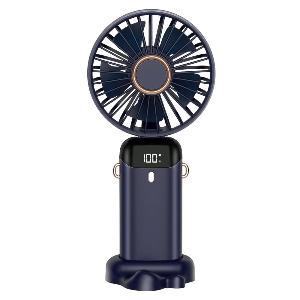 Ventilator ultra portabil cu aromaterapie, 3 in 1, de mana, de birou, de gat, 5 trepte de viteza, incarcare usb, autonomie 12h, pliabil, cu ecran lcd, albastru [10]