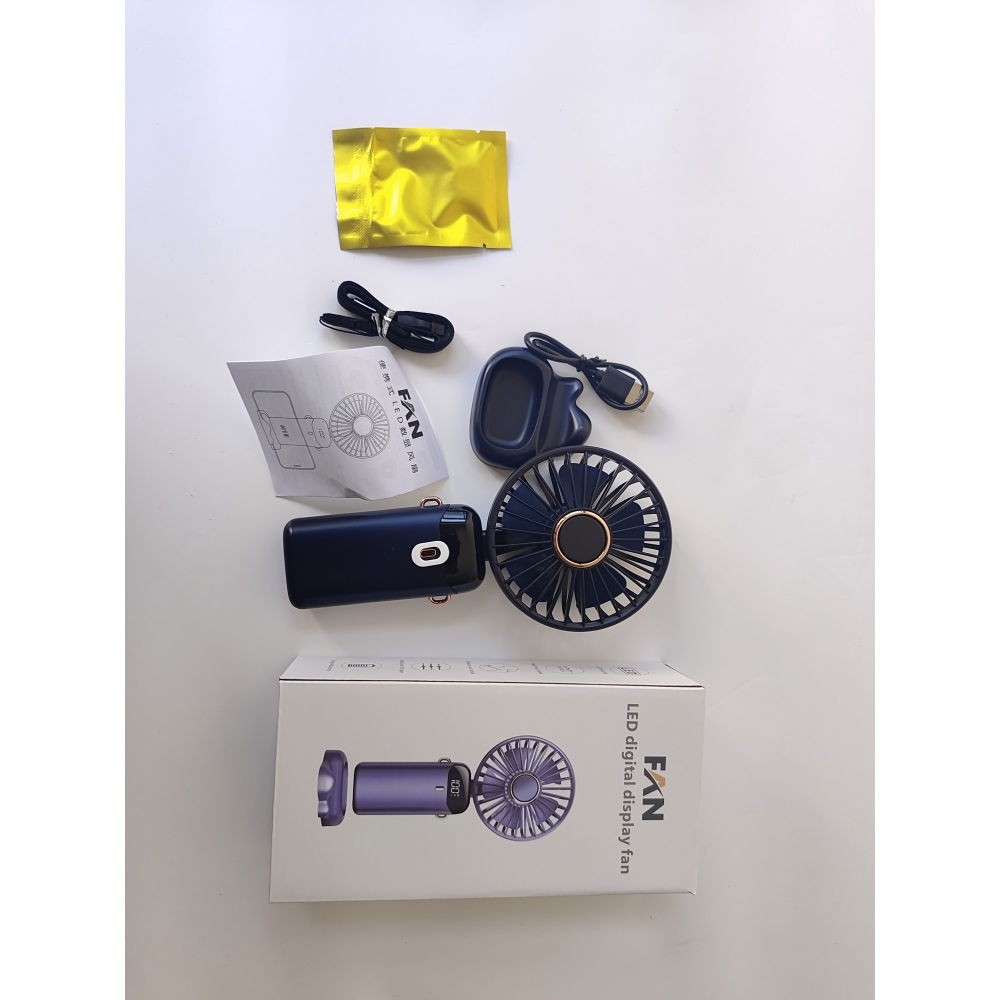 Ventilator ultra portabil cu aromaterapie, 3 in 1, de mana, de birou, de gat, 5 trepte de viteza, incarcare usb, autonomie 12h, pliabil, cu ecran lcd, albastru [11]