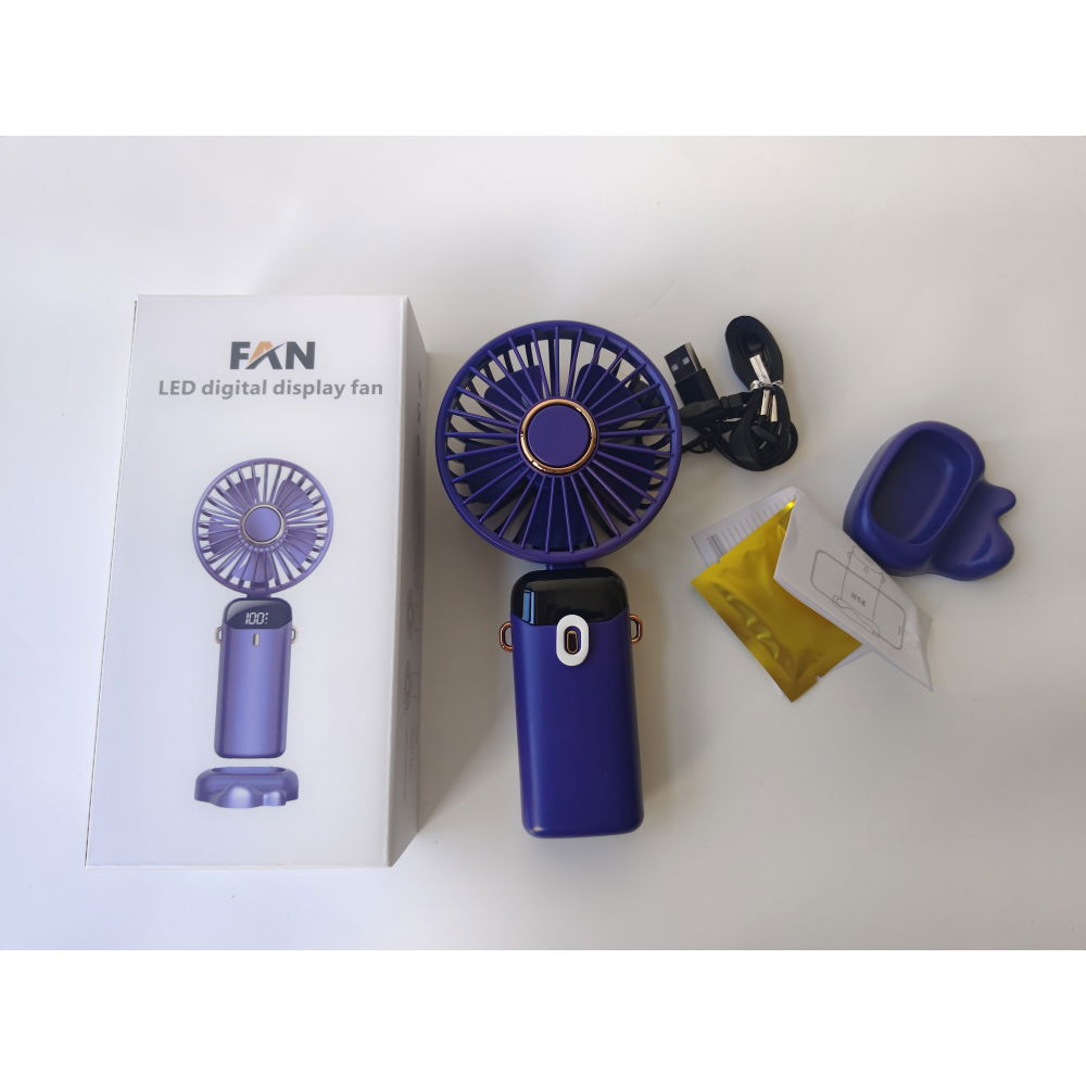 Ventilator ultra portabil cu aromaterapie, 3 in 1, de mana, de birou, de gat, 5 trepte de viteza, incarcare usb, autonomie 12h, pliabil, cu ecran lcd, mov [9]