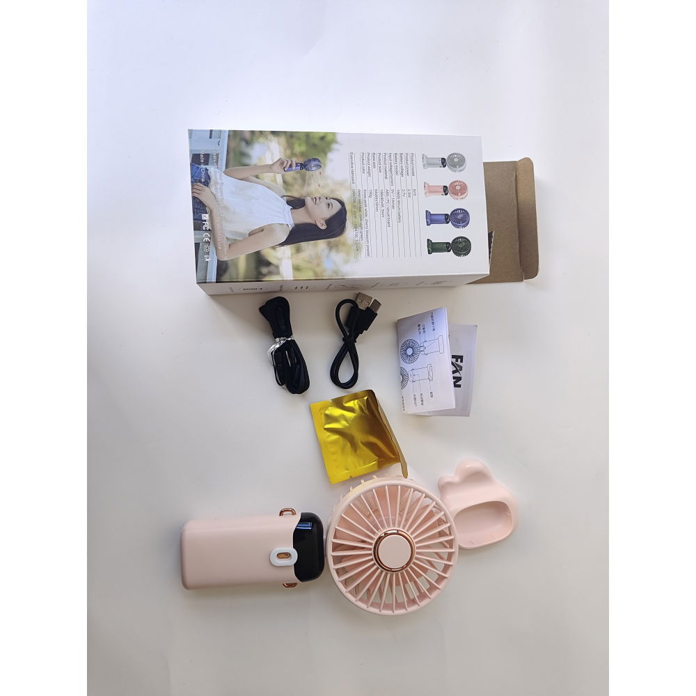 Ventilator ultra portabil cu aromaterapie, 3 in 1, de mana, de birou, de gat, 5 trepte de viteza, incarcare usb, autonomie 12h, pliabil, cu ecran lcd, roz [8]