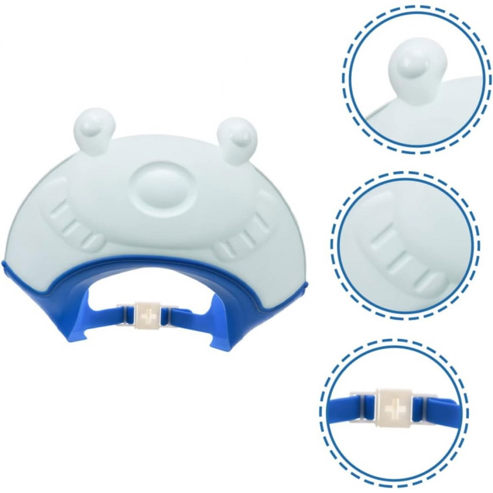 Viziera de protectie baie pentru copii, fippy, model broasca, dimensiune ajustabila, durabil, usor de curatat, impotriva samponului, pentru ochi si urechi, tpe+pp, 24x23 cm, albastru [2]