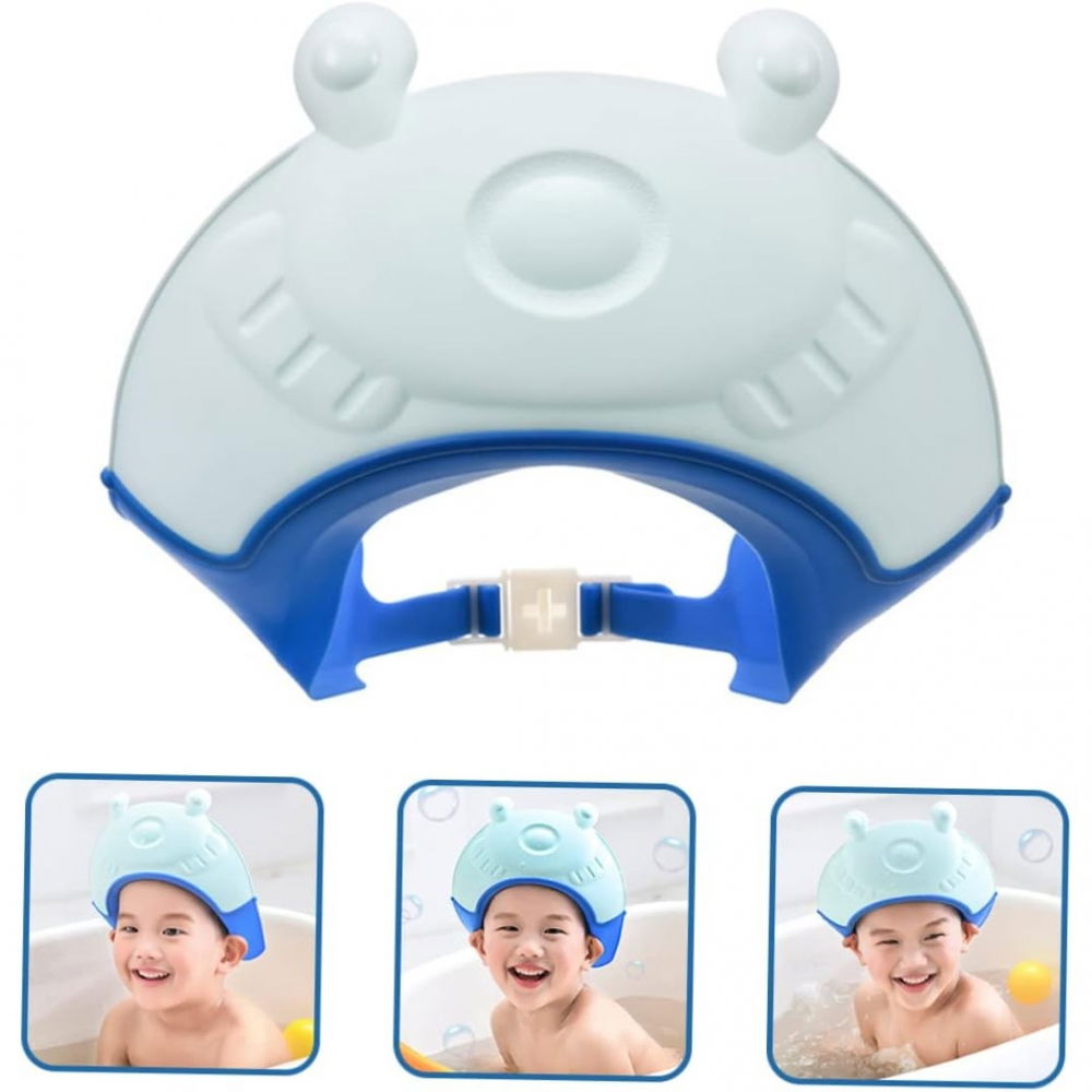 Viziera de protectie baie pentru copii, fippy, model broasca, dimensiune ajustabila, durabil, usor de curatat, impotriva samponului, pentru ochi si urechi, tpe+pp, 24x23 cm, albastru [7]